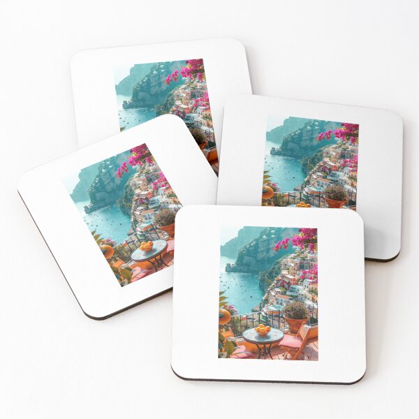 Item preview, Italian Amalfi Coast Balcony View with Lemons and Flowers designed and sold by D Digital Art.