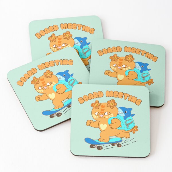 Item preview, Board meeting – Cute Skateboarding Cat with Shark in backpack designed and sold by BritishDelights.