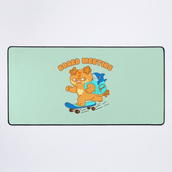 Item preview, Board meeting – Cute Skateboarding Cat with Shark in backpack designed and sold by BigfeetLittlepaws.