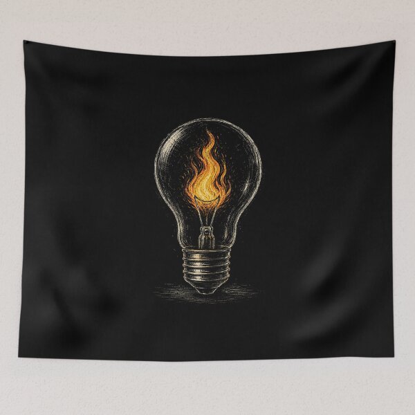 Item preview, Retro Burning Light Bulb Creativity Inspiration Innovation Concept designed and sold by saloui.