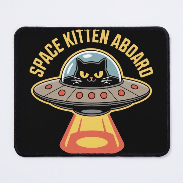 Item preview, Space Kitten Aboard Cat UFO Retro Design designed and sold by TobyWhitmore.