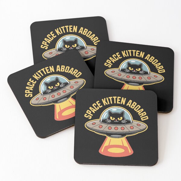 Item preview, Space Kitten Aboard Cat UFO Retro Design designed and sold by TobyWhitmore.