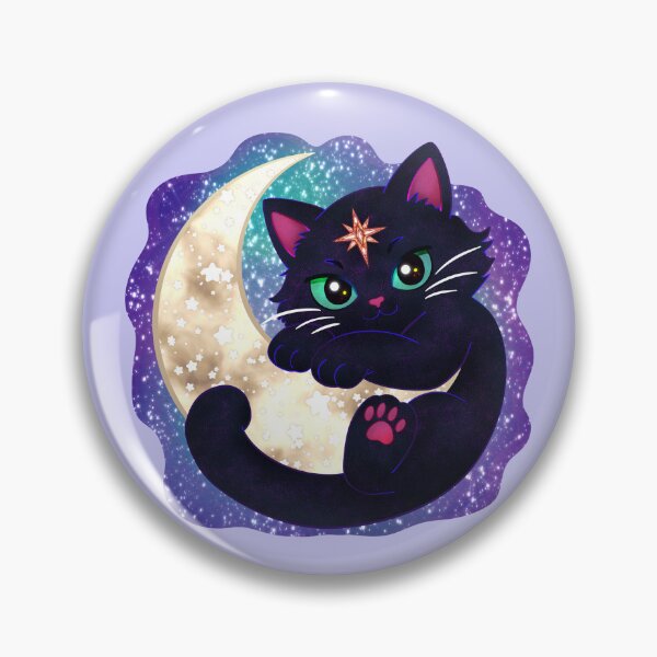 Item preview, Cosmic Black Cat and Crescent Moon  designed and sold by malaynasart.
