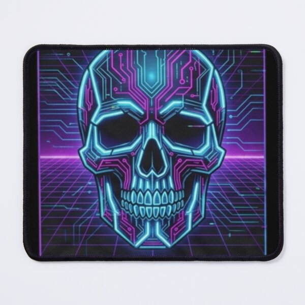 Item preview, Neon Cyberpunk Techno Skull Synthwave Grid Art designed and sold by OddySpud.apparel.