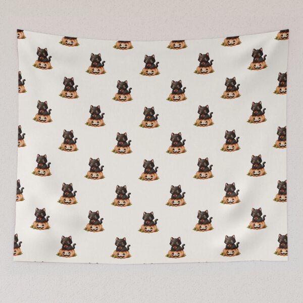 Item preview, Black Cat on Halloween Pumpkin Pattern designed and sold by Tokki Treats .