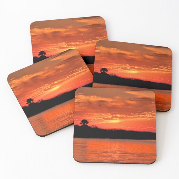 Item preview, Fiery Sunset Over the Water – Tropical Palm Silhouette designed and sold by Victoria Lynn Captures.