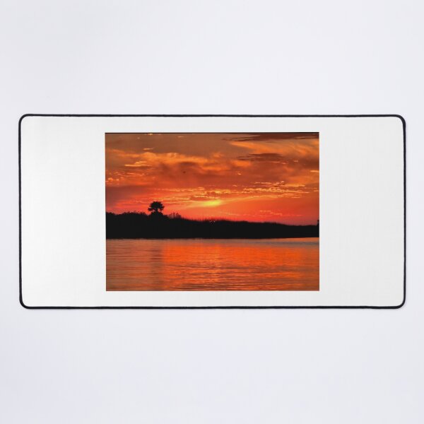 Item preview, Fiery Sunset Over the Water – Tropical Palm Silhouette designed and sold by Victoria Lynn Captures.