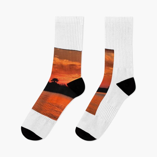 Item preview, Fiery Sunset Over the Water – Tropical Palm Silhouette designed and sold by Victoria Lynn Captures.