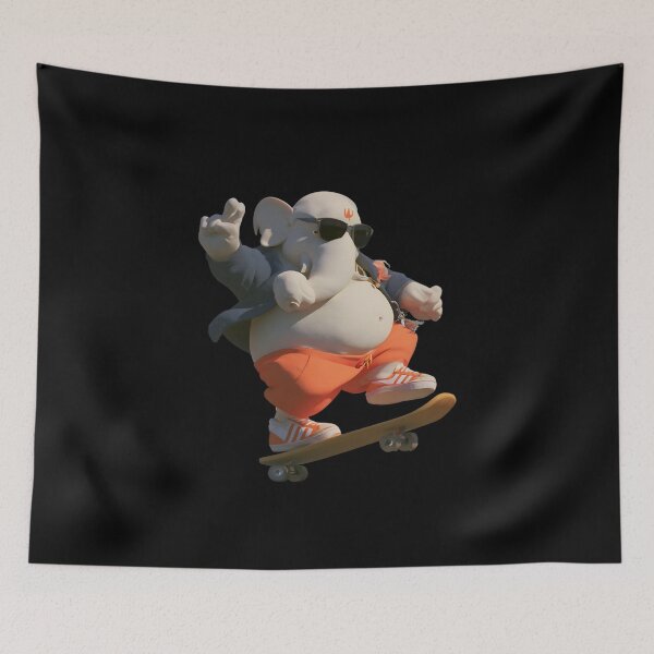 Item preview, Cool Skateboarding Elephant Grey Jacket Orange Pants 3D Pop Art designed and sold by PANNARUK THAILAND.