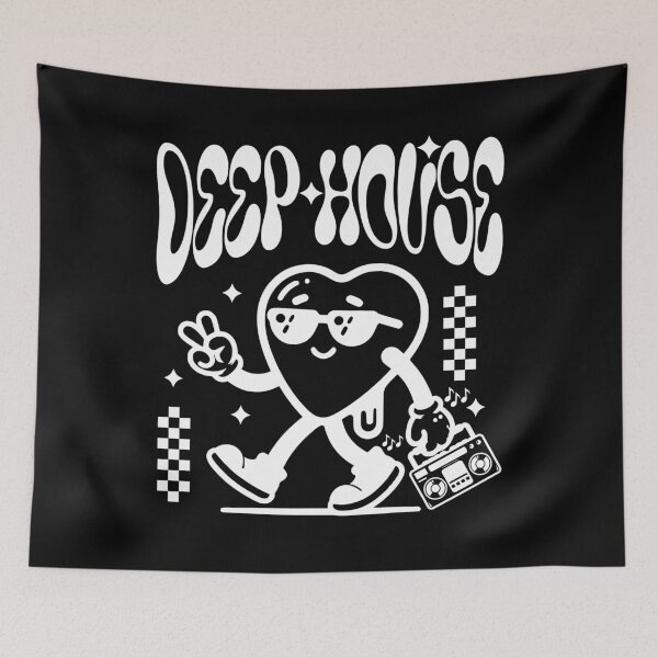 Item preview, DEEP HOUSE - Heart Boombox Guy (White) designed and sold by Discothreadz.
