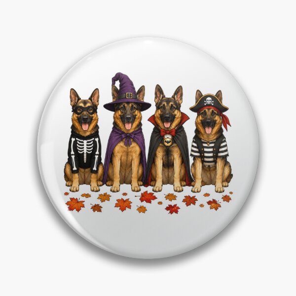 Item preview, Cute German Shepherd Halloween Skeleton Witch Vampire Pirate Grid designed and sold by ElcastDesigns.