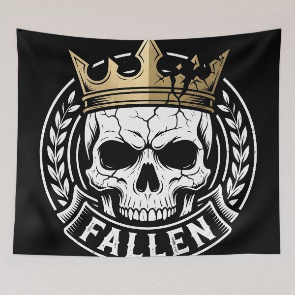 Item preview, Cracked Skull Wearing Broken Gold Crown with Fallen Banner designed and sold by MisteryDesigner.