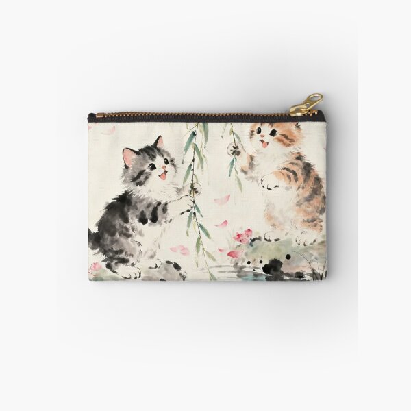 Item preview, Cute Kittens Playing by Pond Chinese Ink Wash Art Print designed and sold by Pioneer Spirit Market.