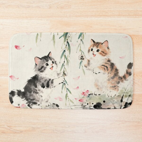 Item preview, Cute Kittens Playing by Pond Chinese Ink Wash Art Print designed and sold by Pioneer Spirit Market.