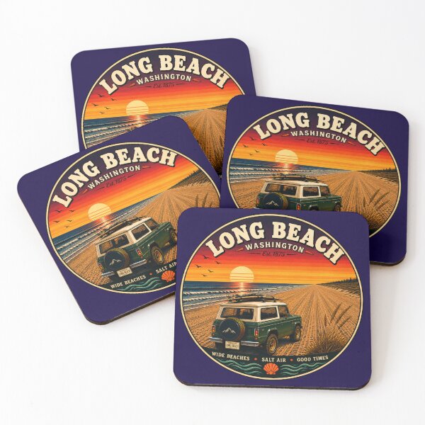Item preview, Long Beach Washington Vintage Retro Beach Design designed and sold by Swanny's Custom T-shirt and Gift Designs.