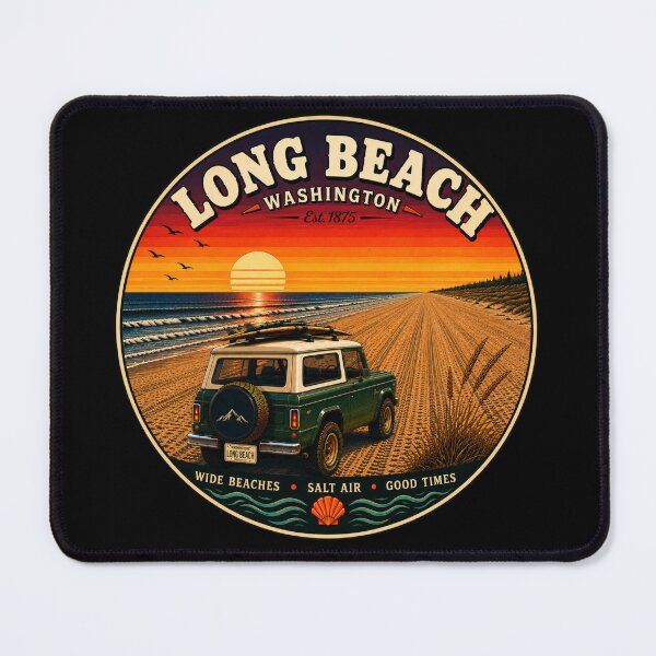Item preview, Long Beach Washington Vintage Retro Beach Design designed and sold by Swanny's Custom T-shirt and Gift Designs.