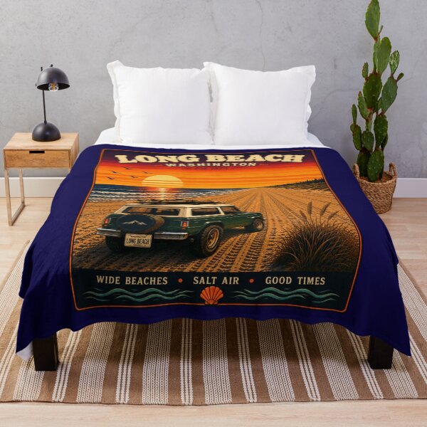 Item preview, Long Beach Washington Vintage Retro Beach Design designed and sold by Swanny's Custom T-shirt and Gift Designs.