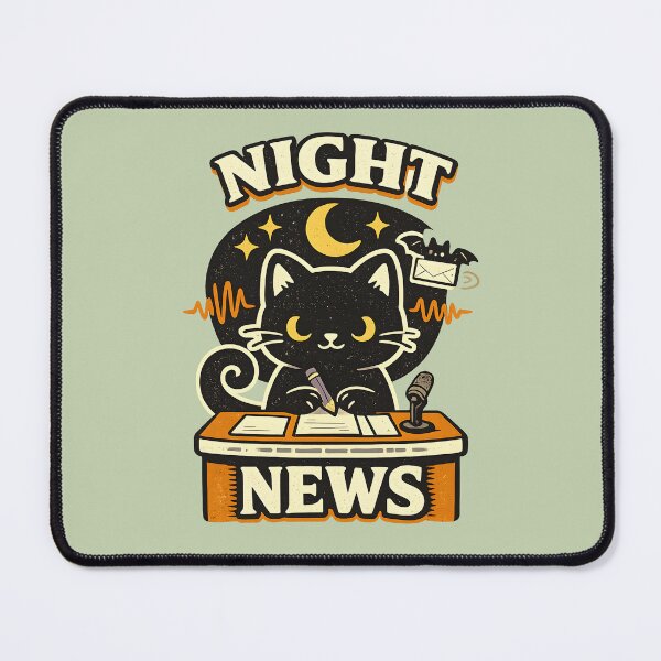 Item preview, Night Shift News Black Cat Midnight Anchor Halloween Design designed and sold by MAD's Recreation Studio.