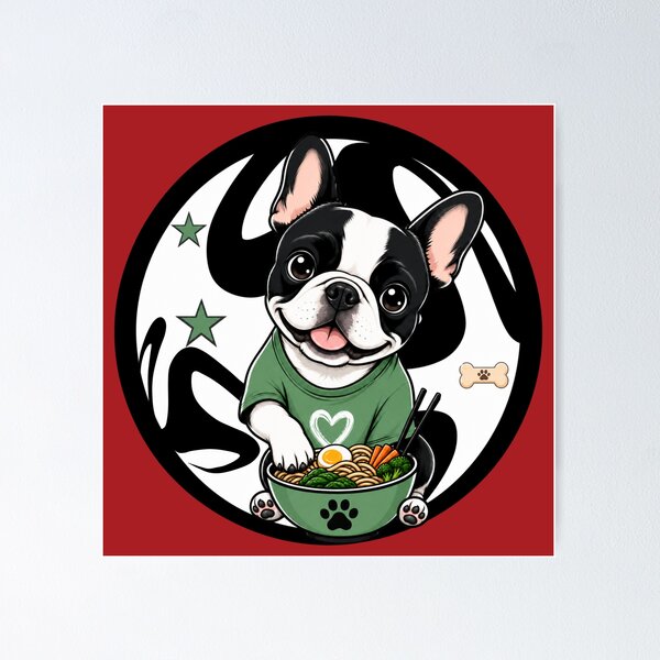 Item preview, Cute French Bulldog Ramen Lover Kawaii Frenchie Eating Noodle Bowl Japanes Food Dog Illustration designed and sold by Rosie's Wildflower Boutique.
