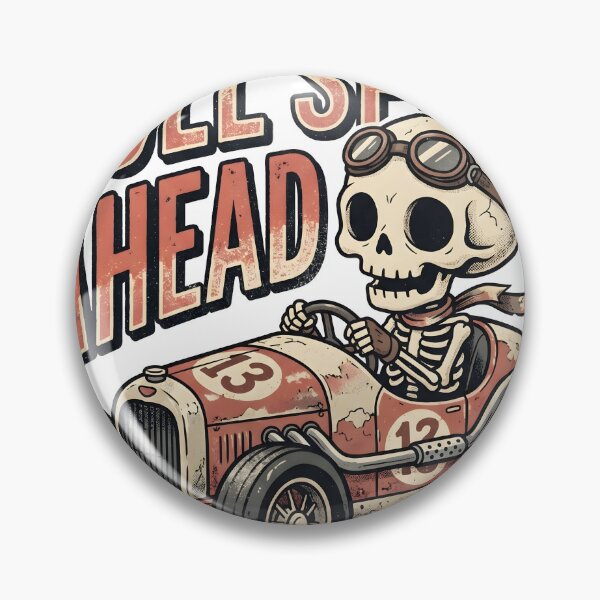 Item preview, Skeleton Driver in Goggles Driving Vintage Number 13 Race Car with Full Speed Ahead designed and sold by MisteryDesigner.