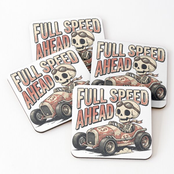 Item preview, Skeleton Driver in Goggles Driving Vintage Number 13 Race Car with Full Speed Ahead designed and sold by MisteryDesigner.