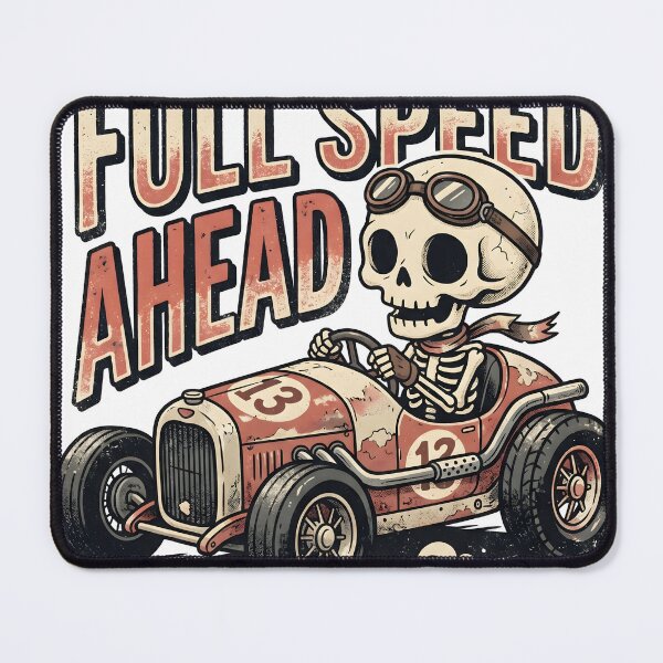 Item preview, Skeleton Driver in Goggles Driving Vintage Number 13 Race Car with Full Speed Ahead designed and sold by MisteryDesigner.