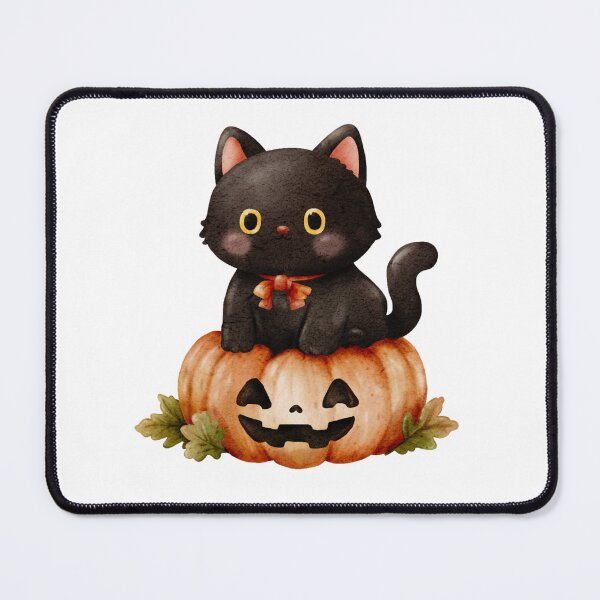 Item preview, Black Cat on Halloween Pumpkin designed and sold by mmkn.art.
