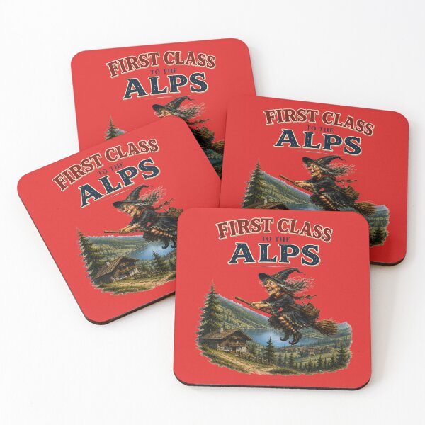 Item preview, First Class to the Alps – Funny Flying Witch Alpine Adventure designed and sold by Alpine-Ink.