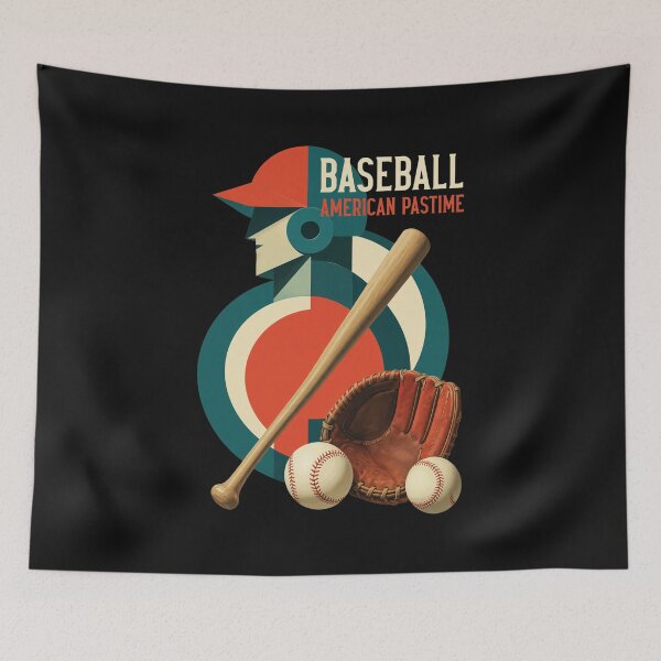 Item preview, Geometric Baseball Player Abstract Vintage Art designed and sold by Eowcat.