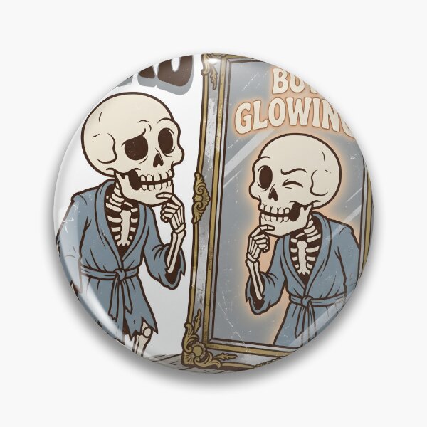 Item preview, Skeleton in Bathrobe Looking at Winking Glowing Reflection in Full-Length Mirror designed and sold by MisteryDesigner.