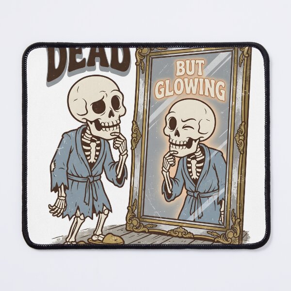Item preview, Skeleton in Bathrobe Looking at Winking Glowing Reflection in Full-Length Mirror designed and sold by MisteryDesigner.