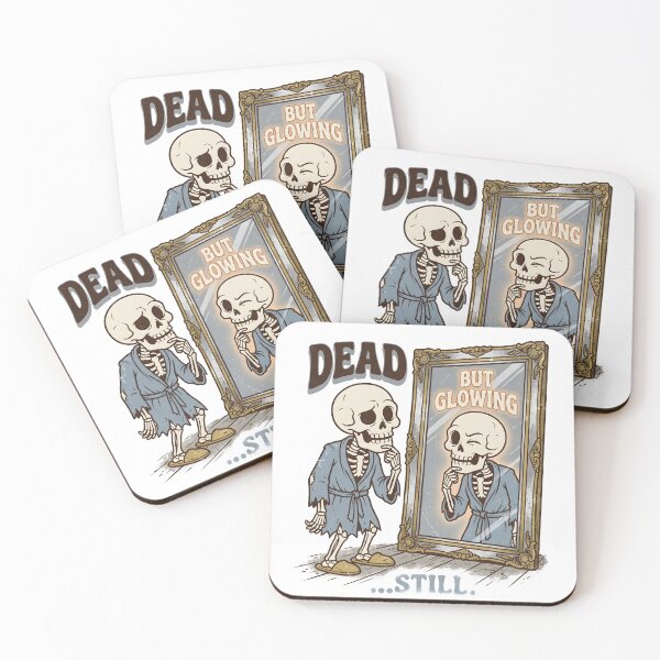 Item preview, Skeleton in Bathrobe Looking at Winking Glowing Reflection in Full-Length Mirror designed and sold by MisteryDesigner.