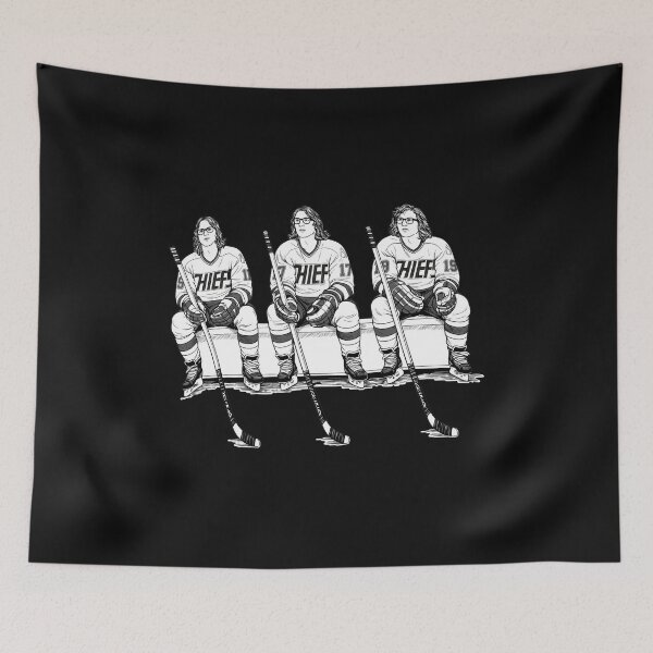 Item preview, Vintage Hockey Trio Bench Illustration designed and sold by ChemiCrocheting.