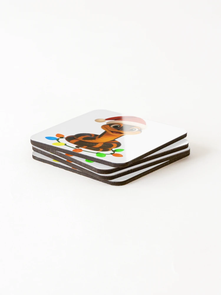 Thumbnail 4 of 5, Coasters (Set of 4), Christmas Bismarck Ringed Python designed and sold by Sillytoe.
