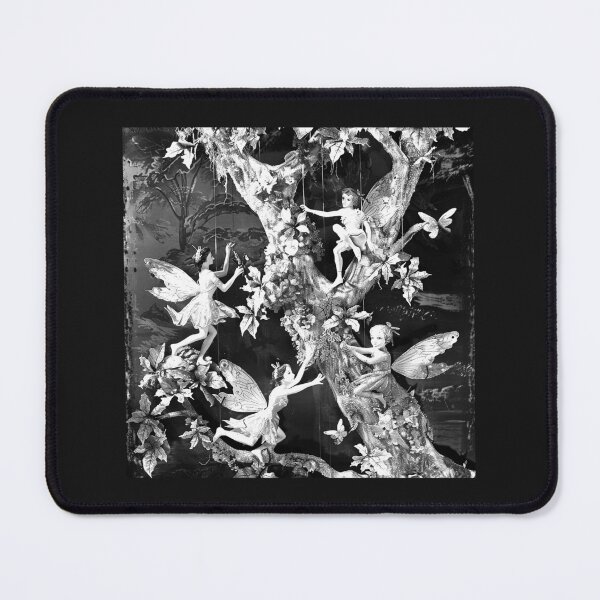 Item preview, Enchanted Woodland Fairies – Vintage Black and White Fairy Forest designed and sold by inkoutninja.