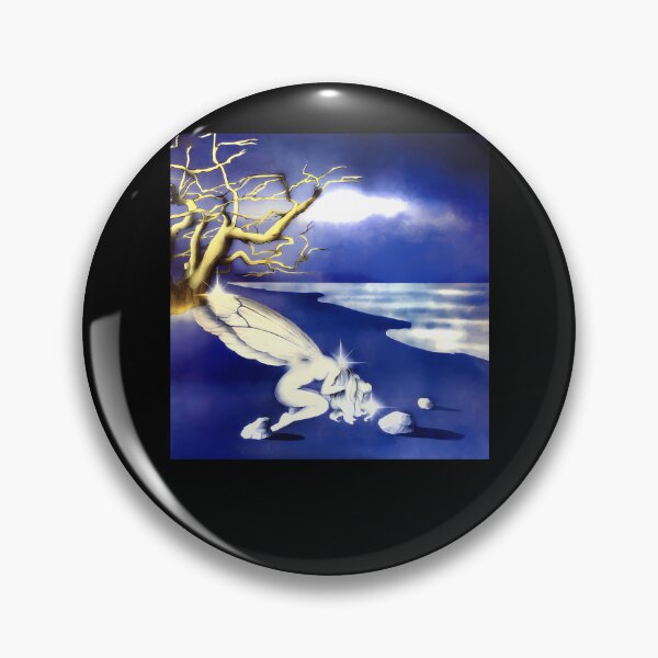 Item preview, Luminous Winged Fairy Kneeling By Tree Under Moonlit Sky designed and sold by masphie.
