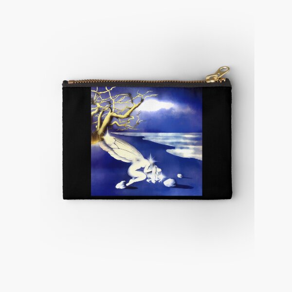 Item preview, Luminous Winged Fairy Kneeling By Tree Under Moonlit Sky designed and sold by masphie.
