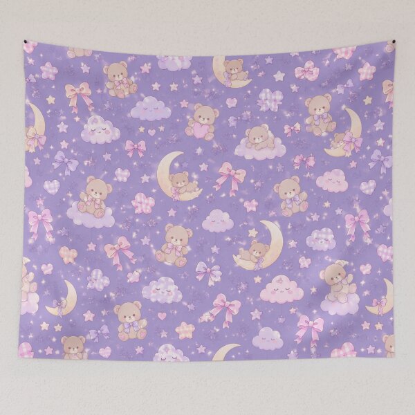 Item preview, Space Teddy Bear Pastel Lavender Kawaii Seamless Pattern designed and sold by Moonlight Studio.