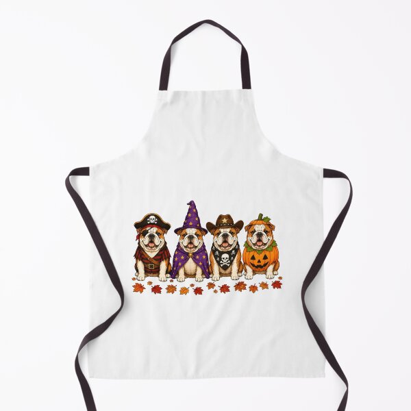 Item preview, Cute English Bulldog Halloween Pirate Witch Cowboy Pumpkin Grid designed and sold by ElcastDesigns.