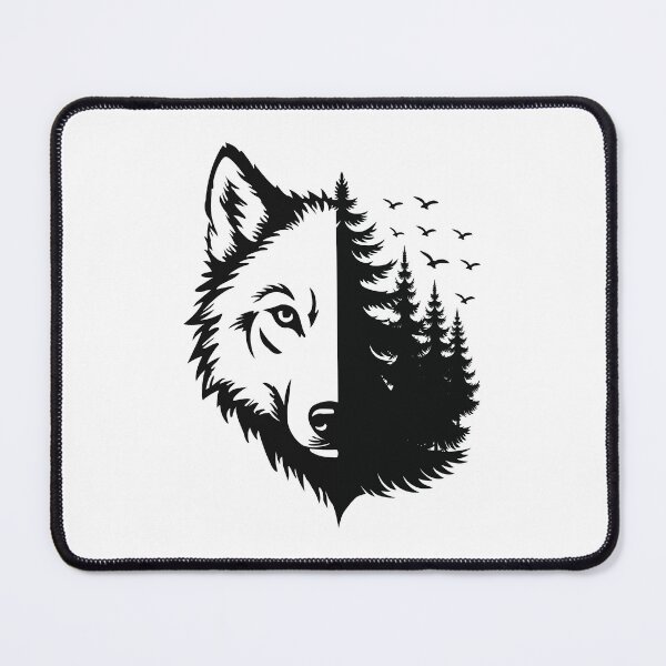 Item preview, Wolf and Forest Split – Black designed and sold by Shadow's Den.