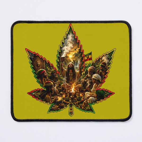 Item preview, Rastafari Cannabis Leaf Art - Sacred Roots & Fire Ceremony designed and sold by digitalbob60.