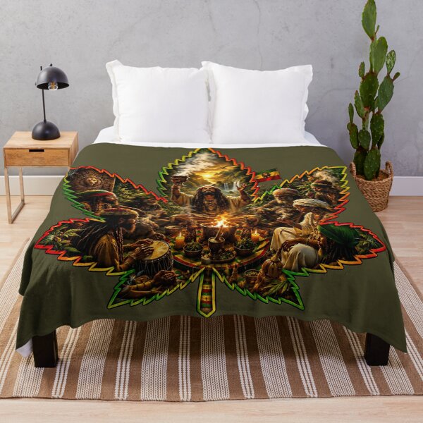 Item preview, Rastafari Cannabis Leaf Art - Sacred Roots & Fire Ceremony designed and sold by digitalbob60.