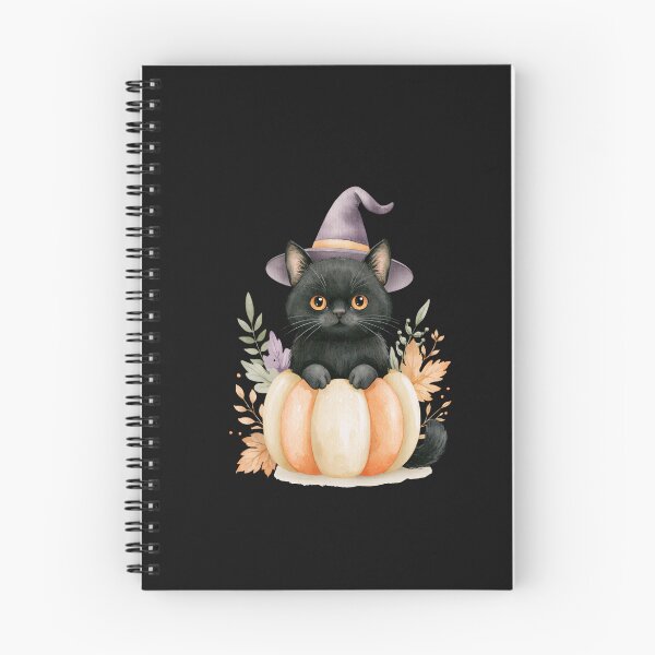 Item preview, Cute Bombay Black Cat in Pumpkin Witch Hat Autumn Watercolor designed and sold by TheAnimalZ00.