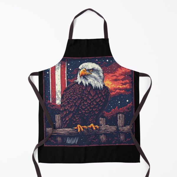 Item preview, American Pride - Retro Pixel Art Bald Eagle & Flag Sunset designed and sold by thepixelcloset.