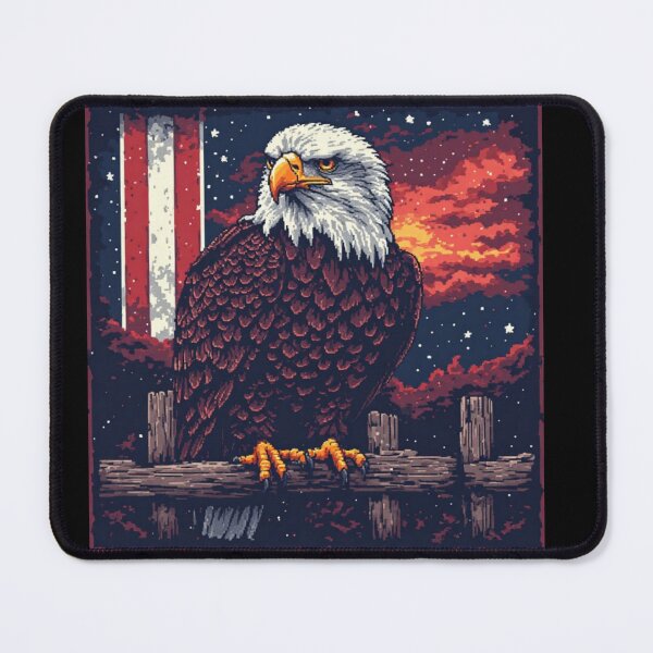 Item preview, American Pride - Retro Pixel Art Bald Eagle & Flag Sunset designed and sold by thepixelcloset.