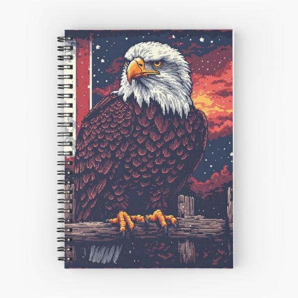 Item preview, American Pride - Retro Pixel Art Bald Eagle & Flag Sunset designed and sold by thepixelcloset.