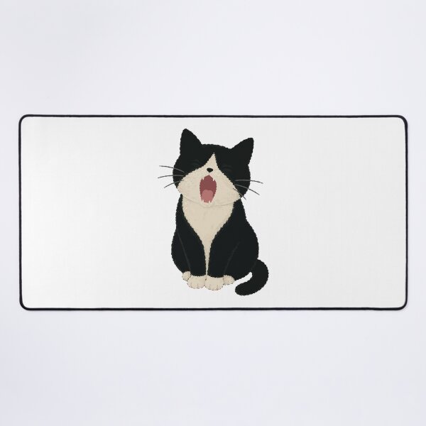 Item preview, Yawning Tuxedo Cat - Cute Bicolor Cat Illustration designed and sold by medicalkinoko.