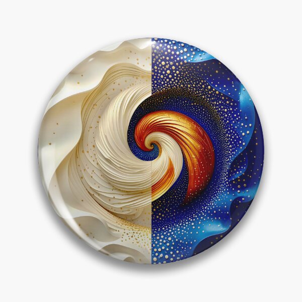 Item preview, Abstract Yin Yang Duality in Blue Gold and White designed and sold by Vicky Brago-Mitchell®.