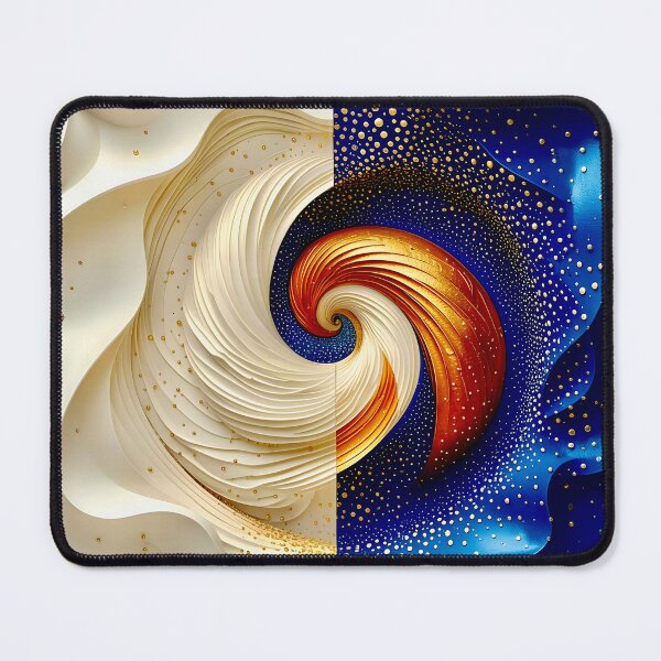 Item preview, Abstract Yin Yang Duality in Blue Gold and White designed and sold by Vicky Brago-Mitchell®.
