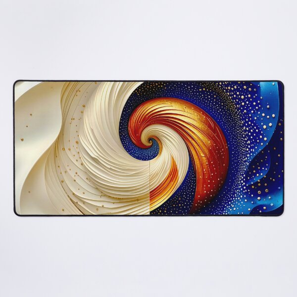 Item preview, Abstract Yin Yang Duality in Blue Gold and White designed and sold by Vicky Brago-Mitchell®.